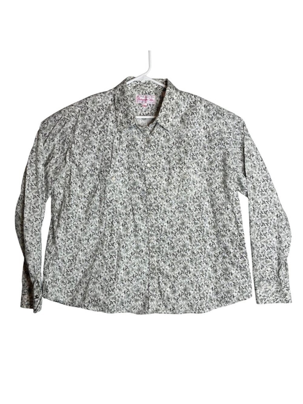 Panhandle Slim Shirt XXL Black White Paisley Cotton Long Sleeve Western Button U